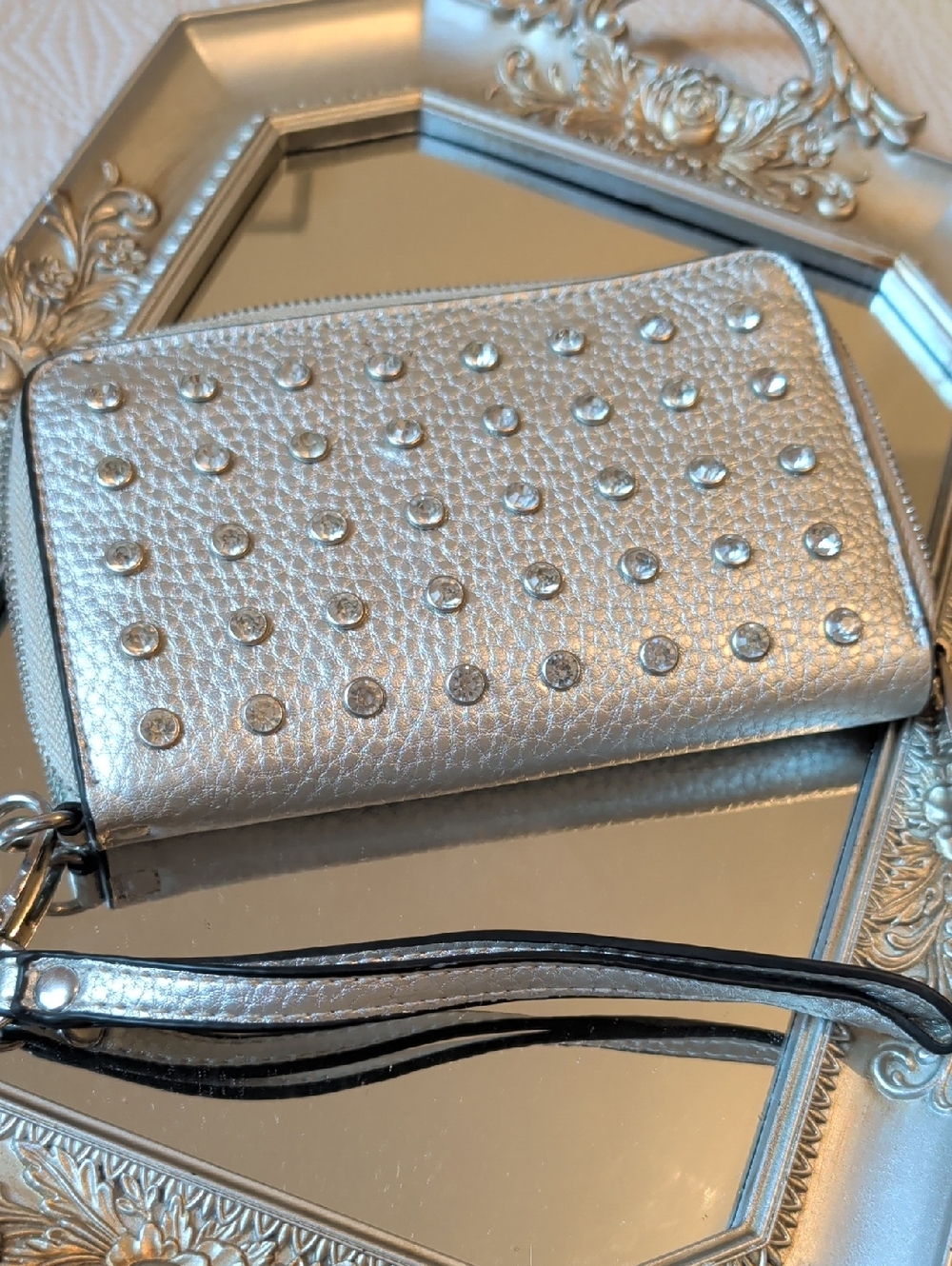 Maurices Silver Studded Wristlet Clutch